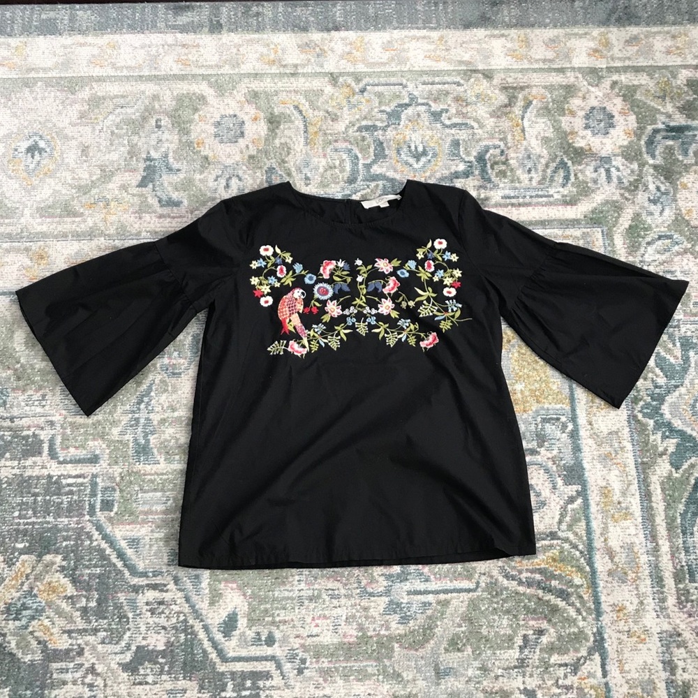 Black Embroidered top with bell sleeves